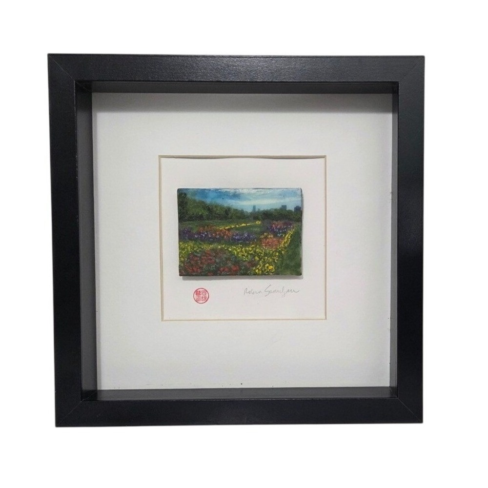 Robin Samiljan Original Miniature Oil Painting Framed Floral Landscape Cityscape